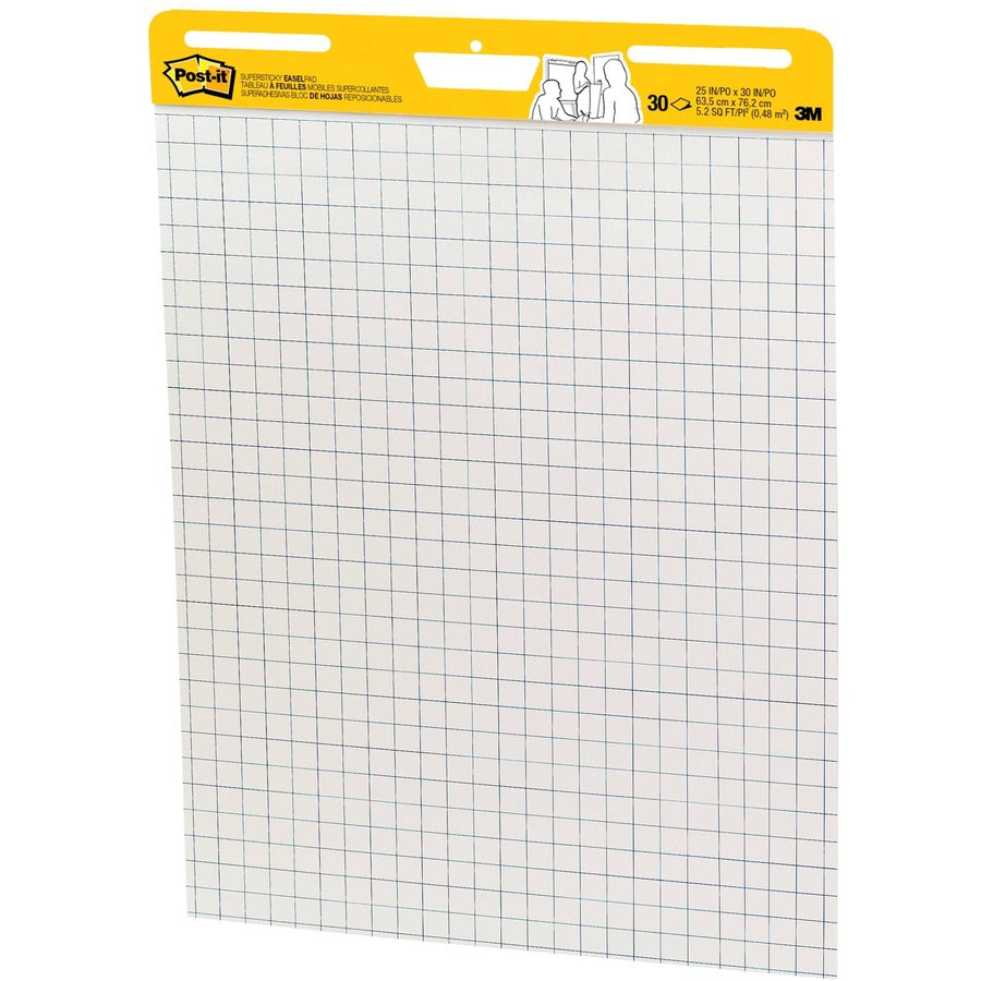 Post-it Self-Stick Easel Pad Value Pack, 25" x 30", White, Feint Ruling, Blue Margin, 30 Sheets per Pad, 2 Pads per Carton, Stapled, Self-adhesive, Repositionable, Sturdy Back, Cardboard Cover
