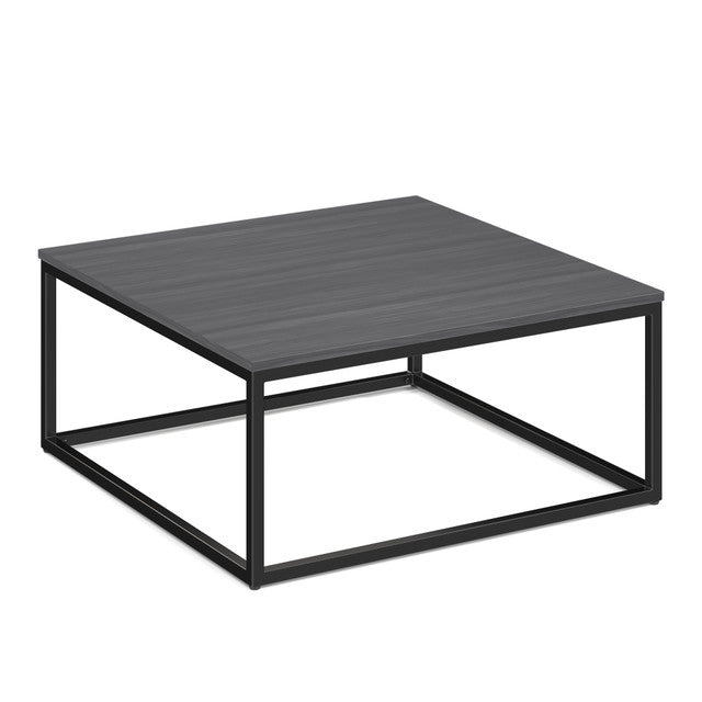 OfficeSource Lenox 36" Square Coffee Table with Black Metal Base - Coastal Gray