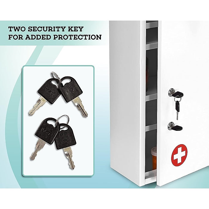 21 in. H x 16 in. W x 6 in. D Large Dual Lock Surface-Mount Medical Security Cabinet in White