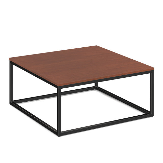 OfficeSource Lenox 36" Square Coffee Table with Black Metal Base - Cherry