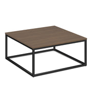 OfficeSource Lenox 36" Square Coffee Table with Black Metal Base - Modern Walnut