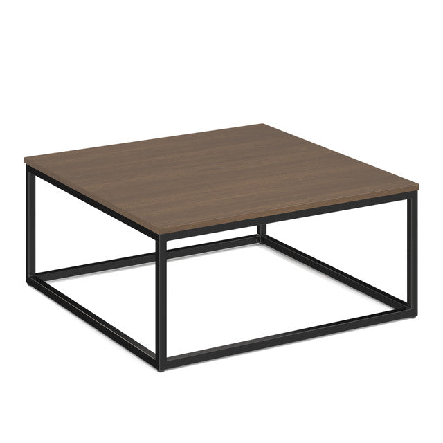 OfficeSource Lenox 36" Square Coffee Table with Black Metal Base - Modern Walnut