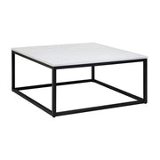 OfficeSource Lenox 36" Square Coffee Table with Black Metal Base - White