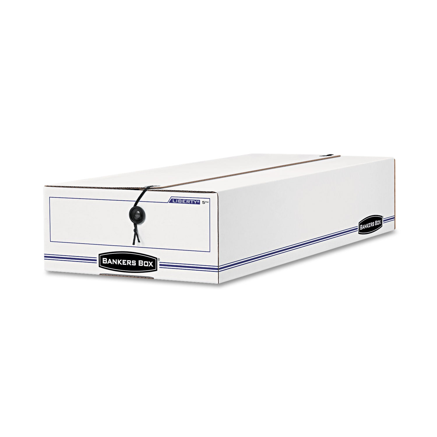 Bankers Box Liberty Check and Form Boxes, String/Button Tie Closure, Light Duty, Stackable, Fiberboard, White/Blue, Recycled, 12 per Carton