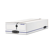 Bankers Box Liberty Check and Form Boxes, String/Button Tie Closure, Light Duty, Stackable, Fiberboard, White/Blue, Recycled, 12 per Carton