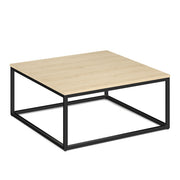 OfficeSource Lenox 36" Square Coffee Table with Black Metal Base - Maple