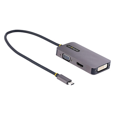 StarTech.com USB C Video Adapter  USB C to HDMI DVI VGA Adapter  4K 60Hz  Aluminum  Video Display Adapter  USB Type C Travel Adapter  1 (Quantity)