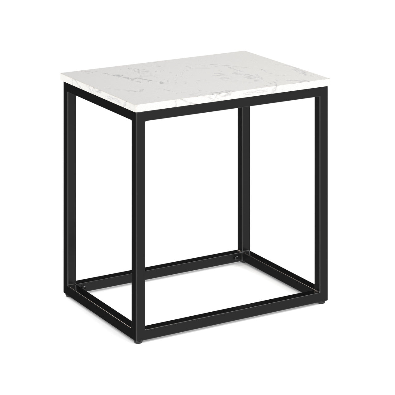 OfficeSource Lenox 22" x 16" Rectangular Side Table with Black Metal Base - Quartz White