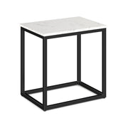 OfficeSource Lenox 22" x 16" Rectangular Side Table with Black Metal Base - Quartz White
