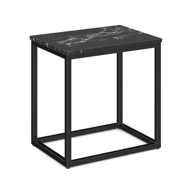 OfficeSource Lenox 22" x 16" Rectangular Side Table with Black Metal Base - Quartz Black