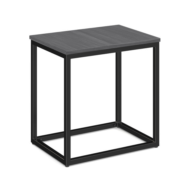 OfficeSource Lenox 22" x 16" Rectangular Side Table with Black Metal Base - Coastal Gray