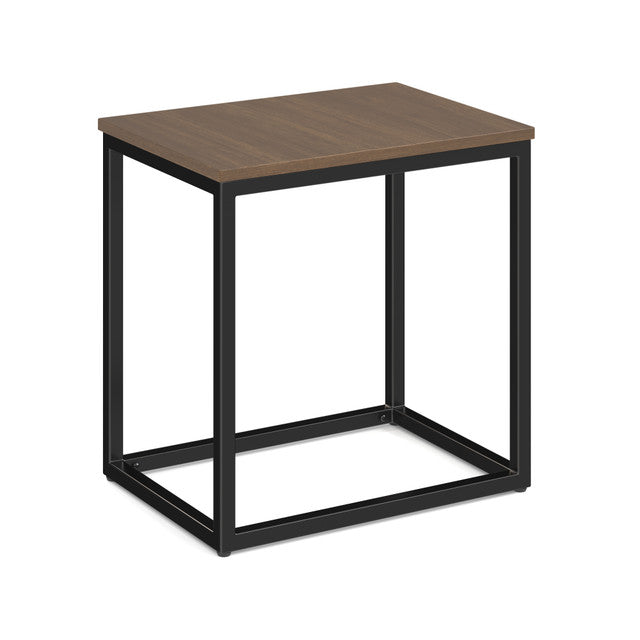 OfficeSource Lenox 22" x 16" Rectangular Side Table with Black Metal Base - Modern Walnut