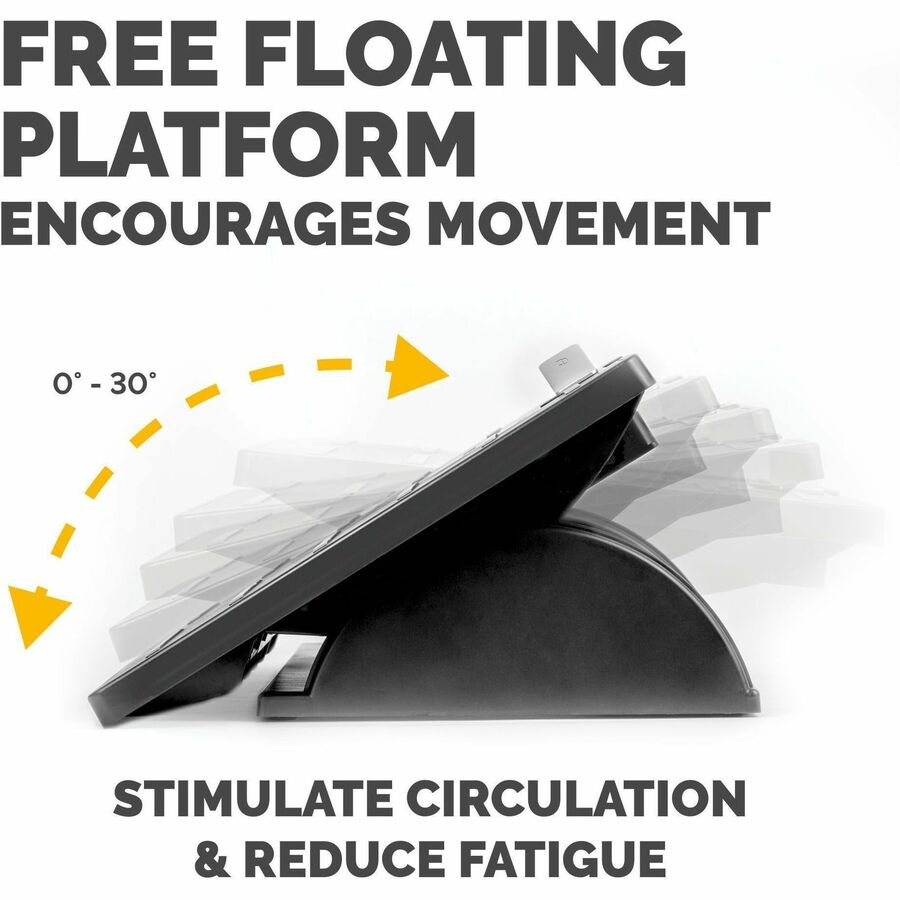 Fellowes Office Suites Adjustable Footrest, 30° Tilt, Black/Silver, Adjustable Height, 1 Each