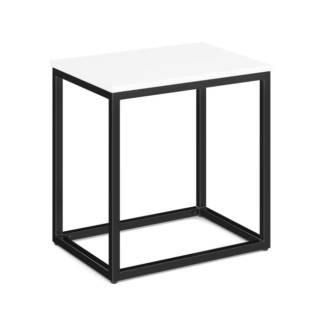 OfficeSource Lenox 22" x 16" Rectangular Side Table with Black Metal Base - White