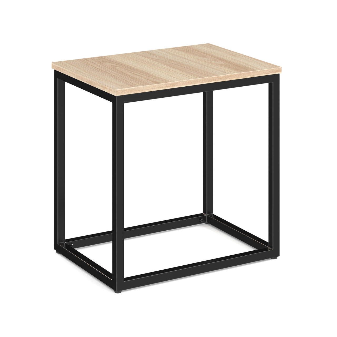 OfficeSource Lenox 22" x 16" Rectangular Side Table with Black Metal Base - American Elm