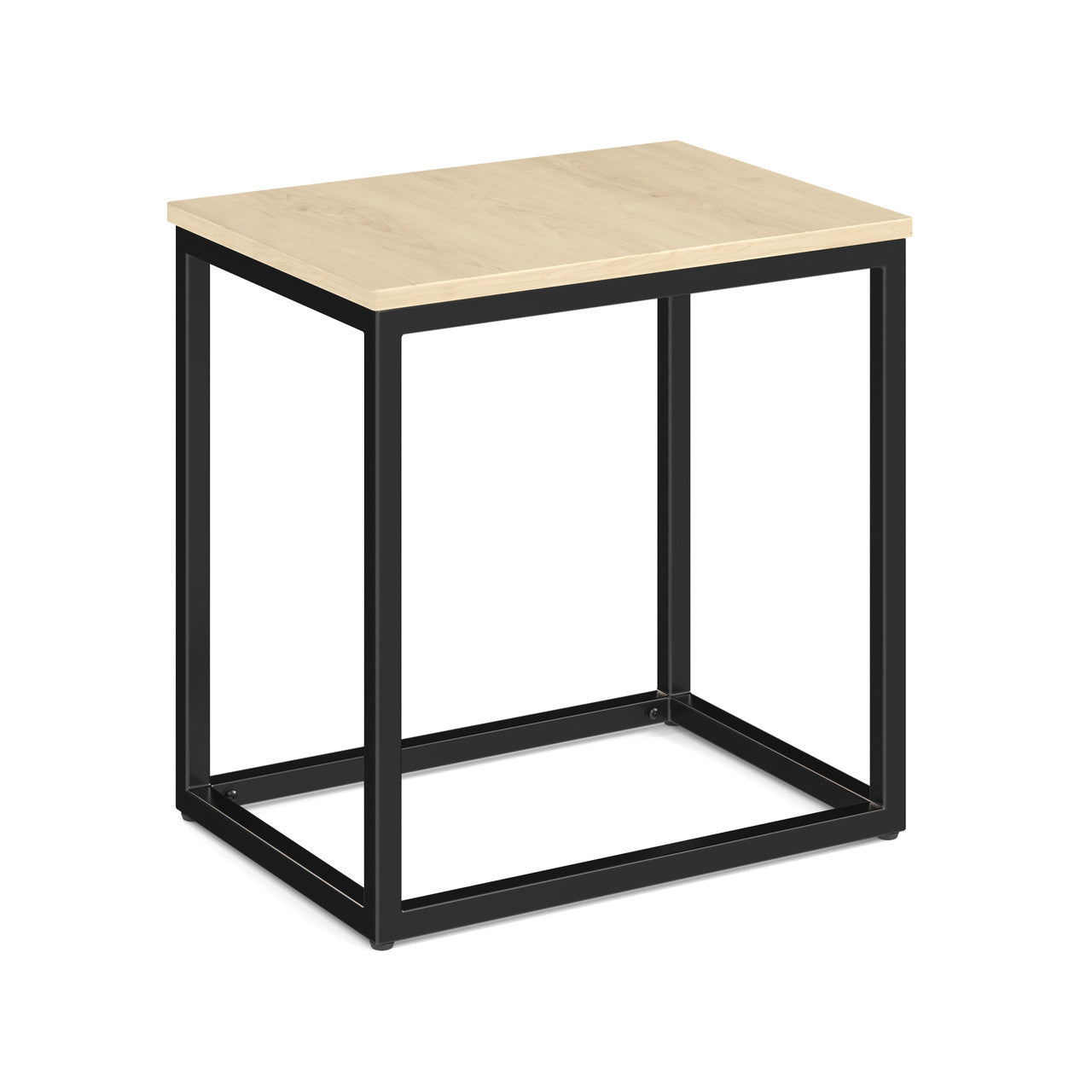 OfficeSource Lenox 22" x 16" Rectangular Side Table with Black Metal Base - Maple