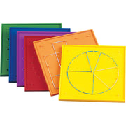 Opaque Rainbow Colored Geoboards, Double sided, 6", Set of 6