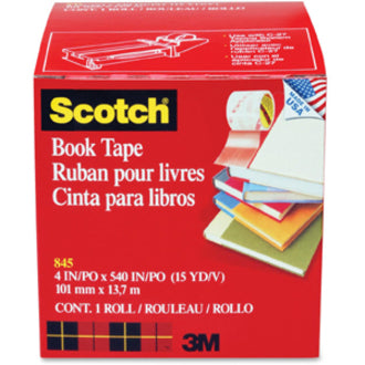 Scotch Book Tape - 15 yd Length x 4" Width - 3" Core - Clear - Acrylic - Crack Resistant - For Repairing, Reinforcing, Protecting, Covering - 1 Roll