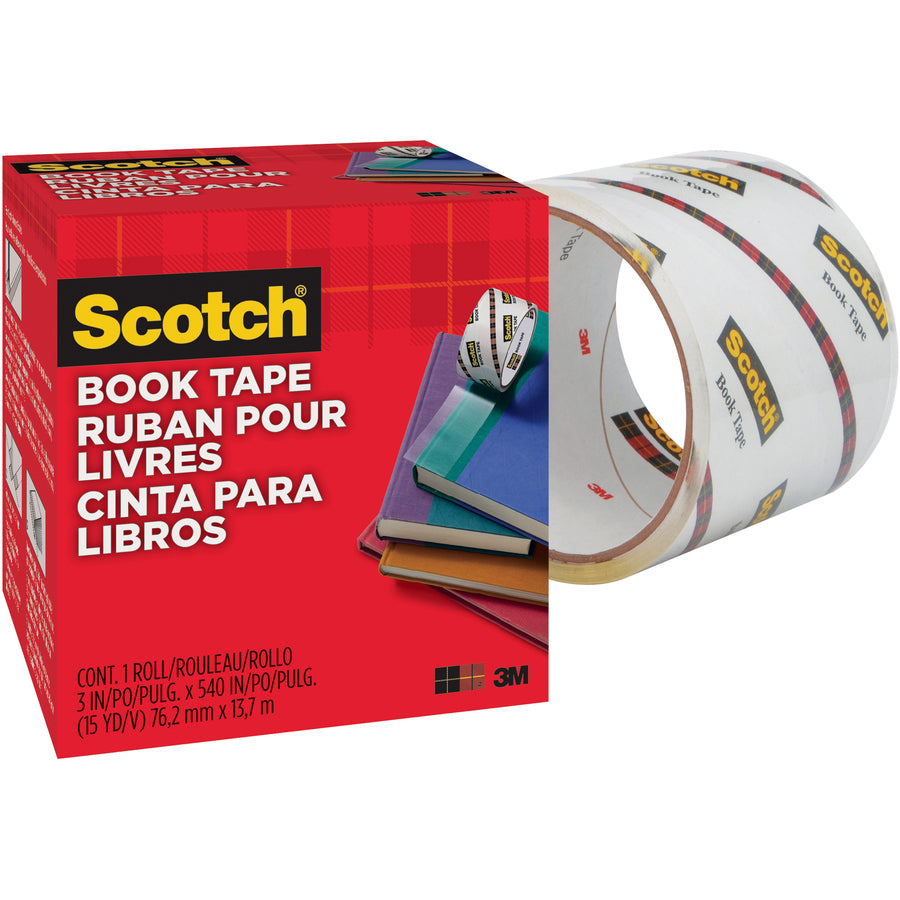 Scotch Book Tape - 15 yd Length x 3" Width - 3" Core - Clear - Acrylic - Crack Resistant - For Repairing, Reinforcing, Protecting, Covering - 1 Roll