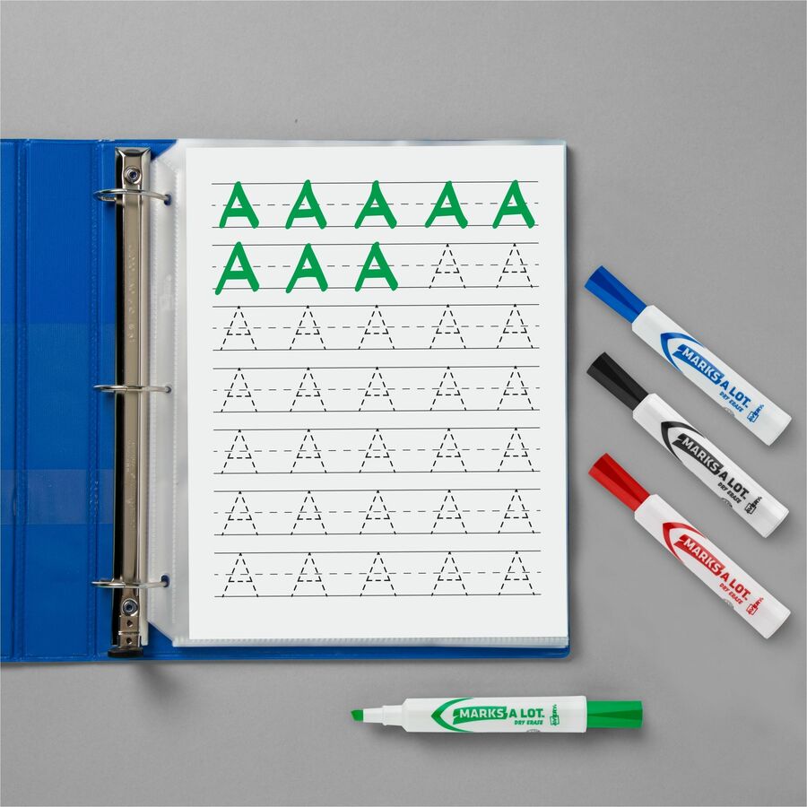 Avery&reg; Marks A Lot Marks A Lot Desk-Style Dry-Erase Markers - Broad Chisel Marker Point - Erasable - Washable - Blue, Black, Red, Green Ink - 4 / Pack
