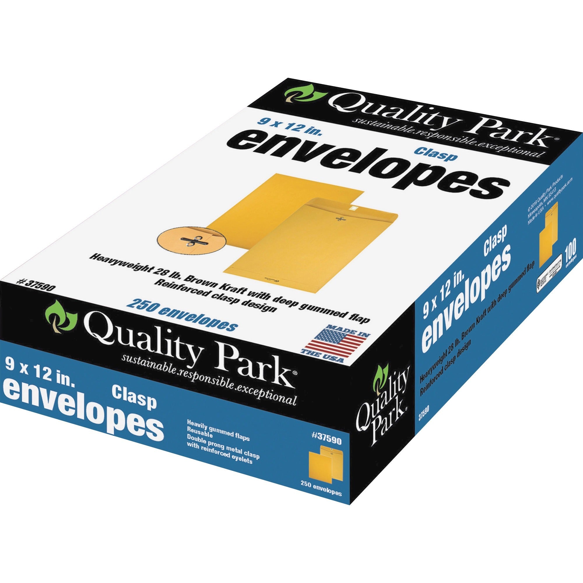 Clasp - #90 - 9" Width x 12" Length - 28 lb - Clasp - Kraft - Kraft - 250 / Box