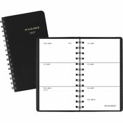 Weekly - 1 Year - January 2026 to December 2026 - 1 Week Double Page Layout - 2 1/2" x 4 1/2" Sheet Size - Wire Bound - Black - Simulated Leather, Faux Leather - Pocket - 1 Each