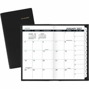 At-A-Glance Monthly Planner, Black, Pocket, 3 1/2" x 6" - Monthly - 13 Month - January 2027 to January 2028 - 1 Month Double Page Layout - 3 1/2" x 6 1/8" Sheet Size - Black - Simulated Leather, Faux Leather - 1 Each