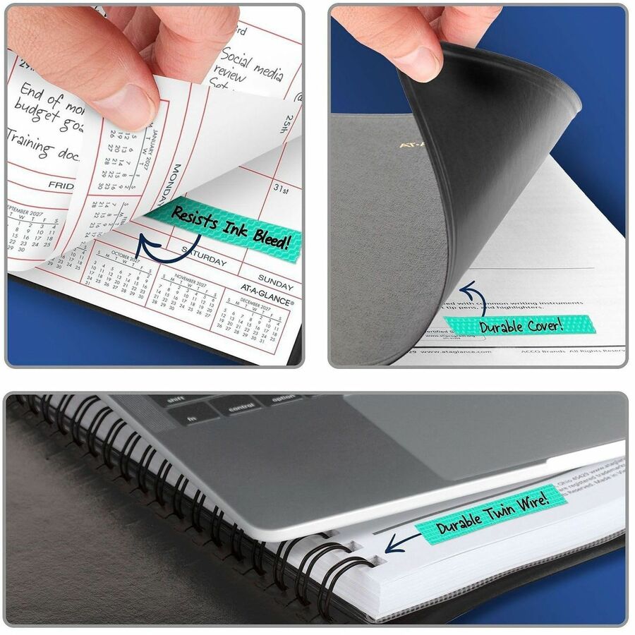 At-A-Glance Planner - Monthly - 1 Year - January 2026 to December 2026 - 1 Month Double Page Layout - 8" x 10" Sheet Size - Wire Bound - Simulated Leather - Black Cover - Address Directory, Phone Directory, Perforated - 1 Each