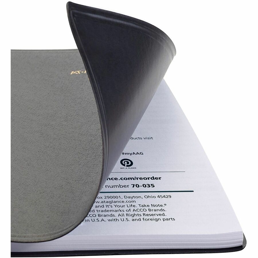 At-A-Glance 24-HourAppointment Book Planner - Julian Dates - Daily - 1 Year - January 2026 to December 2026 - 12:00 AM to 11:00 PM - Hourly - 1 Day Single Page Layout - 4 7/8" x 8" Sheet Size - Wire Bound - Black - Simulated Leather - 1 Each