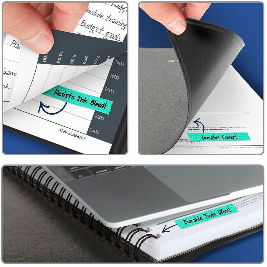 At-A-Glance 24-HourAppointment Book Planner - Daily - 12 Month - January 2026 to December 2026 - 12:00 AM to 11:00 PM - Hourly - 1 Day Single Page Layout - 8 1/2" x 11" Sheet Size - Wire Bound - Simulated Leather - Black Cover - Notepad - 1 Each