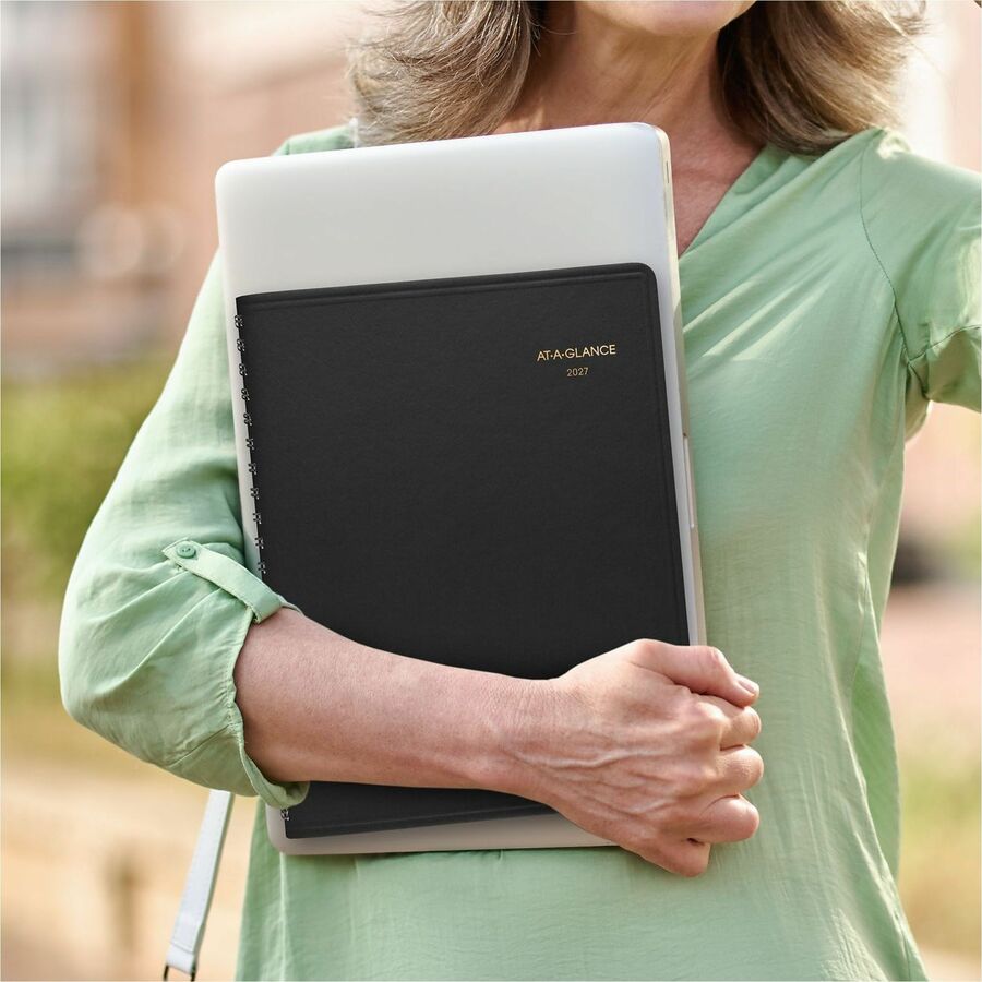 Julian Dates - Daily - 1 Year - January 2026 to December 2026 - 7:00 AM to 8:00 PM - Quarter-hourly - 1 Day Single Page Layout - 8" x 10 7/8" Sheet Size - Wire Bound - Simulated Leather - Black Cover - Perforated Corner, Reference Calendar - 1 Each
