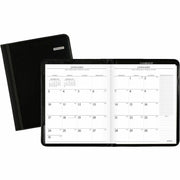 Monthly - 13 Month - January 2026 to January 2027 - 1 Month Double Page Layout - 9" x 11" Sheet Size - White Sheet - Stapled - Black - Simulated Leather, Faux Leather - Pocket, Holder, Notepad, Business Card Holder, Pen Loop, Reference Calendar - 1 Each