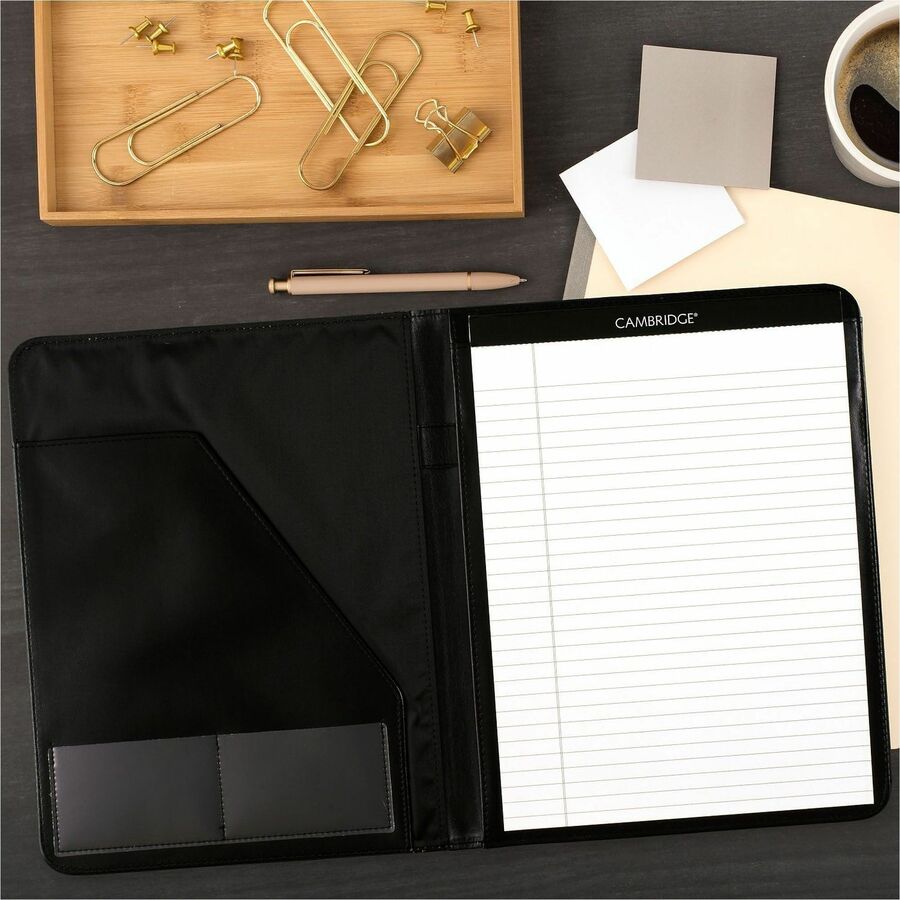 Monthly - 13 Month - January 2026 to January 2027 - 1 Month Double Page Layout - 9" x 11" Sheet Size - White Sheet - Stapled - Black - Simulated Leather, Faux Leather - Pocket, Holder, Notepad, Business Card Holder, Pen Loop, Reference Calendar - 1 Each