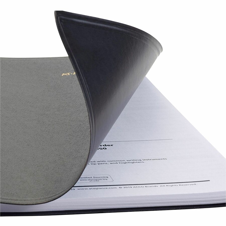 At-A-Glance 24-Hour Appointment Book Planner, Medium, Daily, January 2026-December 2026, 7" x 8 3/4", Wire Bound, Black Simulated Leather, Notepad, Double Pocket, Bleed Resistant, 1 Each