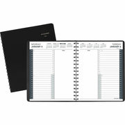 At-A-Glance 24-Hour Appointment Book Planner, Medium, Daily, January 2026-December 2026, 7" x 8 3/4", Wire Bound, Black Simulated Leather, Notepad, Double Pocket, Bleed Resistant, 1 Each