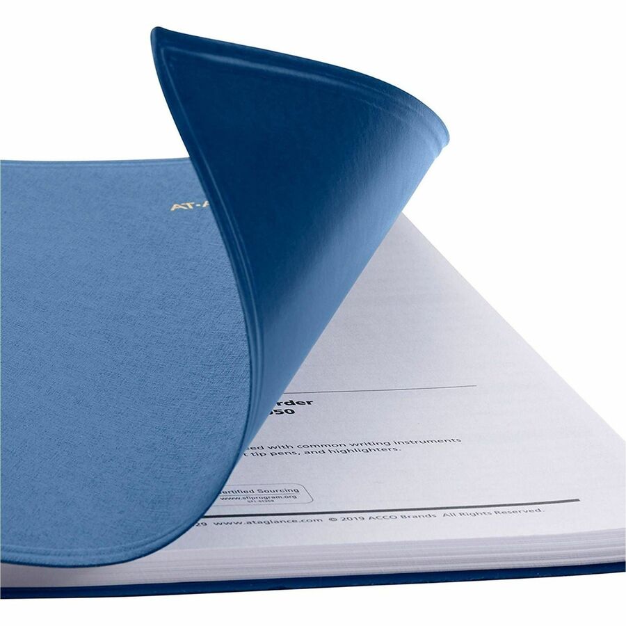 At-A-Glance Fashion Appointment Book Planner, Large, Weekly, January 2026-December 2026, 8:00 AM-9:45 PM Quarter-hourly, 8 1/4" x 11", Wire Bound, Blue Faux Leather Cover, 1 Each