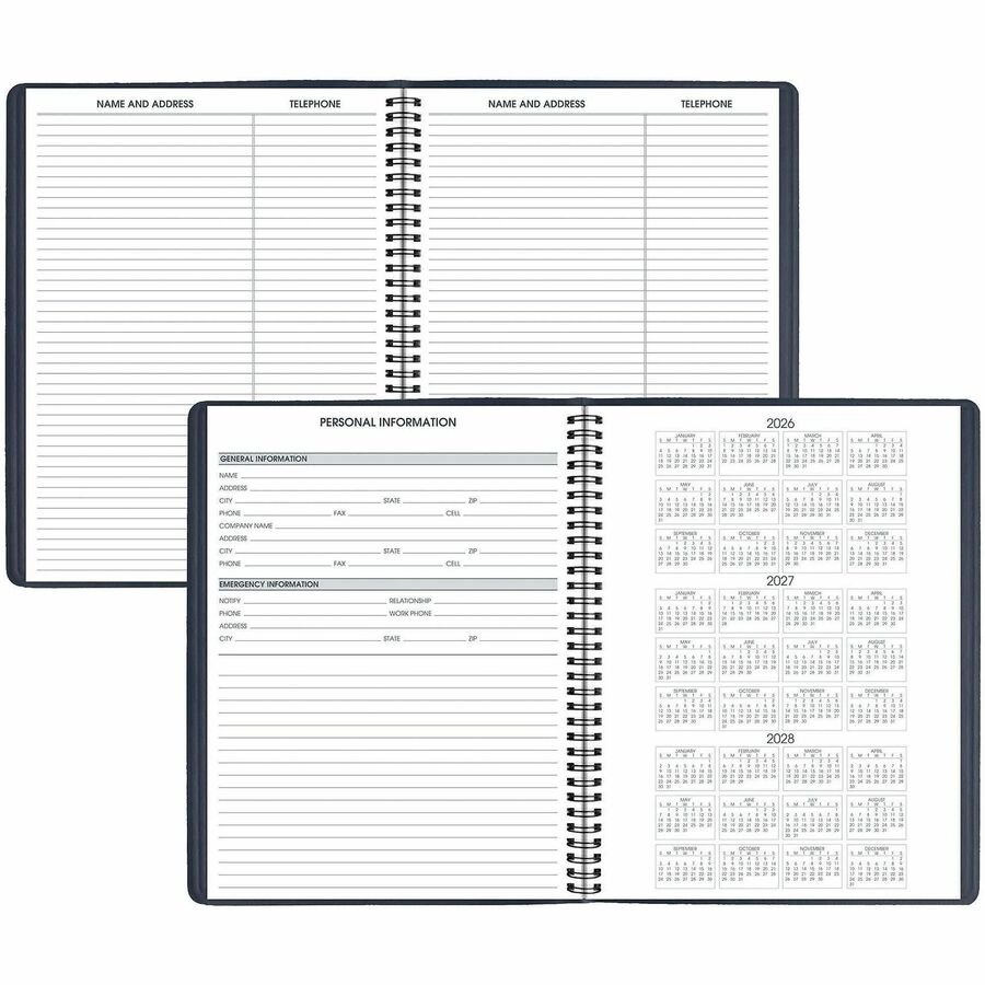 At-A-Glance Appointment Book Planner, Large, Weekly, 13-Month, January 2026-January 2027, 8 1/4" x 11", Wire Bound, Navy Faux Leather Cover, White Sheets, 1 Each