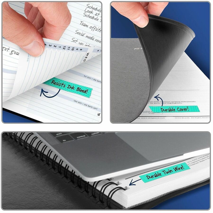 At-A-Glance Action Planner Appointment Book, Large, Weekly, January 2026-December 2026, 8" x 11", Wire Bound, Black Faux Leather, Pocket, Tabbed, Ruled, Bleed/Wear/Tear/Snag Resistant, 1 Each