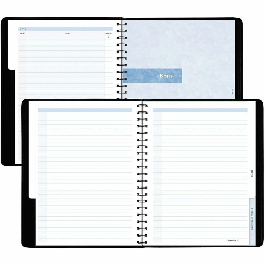 At-A-Glance Action Planner Appointment Book, Large, Weekly, January 2026-December 2026, 8" x 11", Wire Bound, Black Faux Leather, Pocket, Tabbed, Ruled, Bleed/Wear/Tear/Snag Resistant, 1 Each