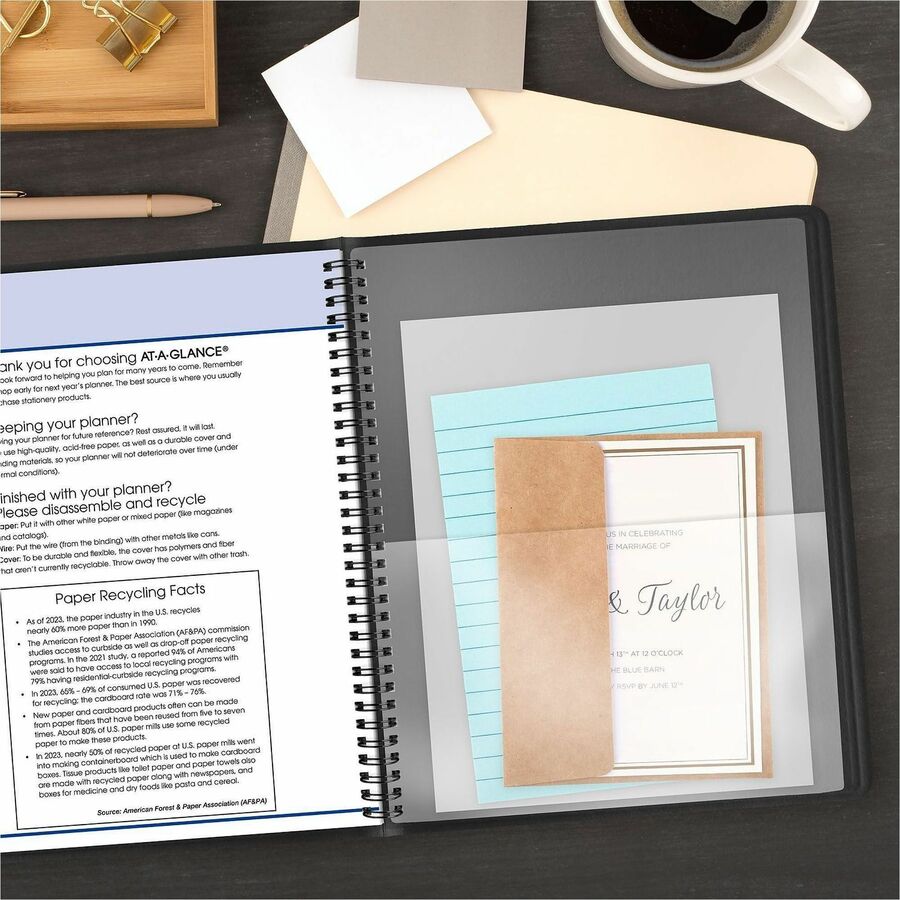 At-A-Glance QuickNotes Appointment Book Planner, Large, Weekly/Monthly, January 2026-December 2026, 8" x 10", Wire Bound, Black Faux Leather Cover, White Sheets, 1 Each