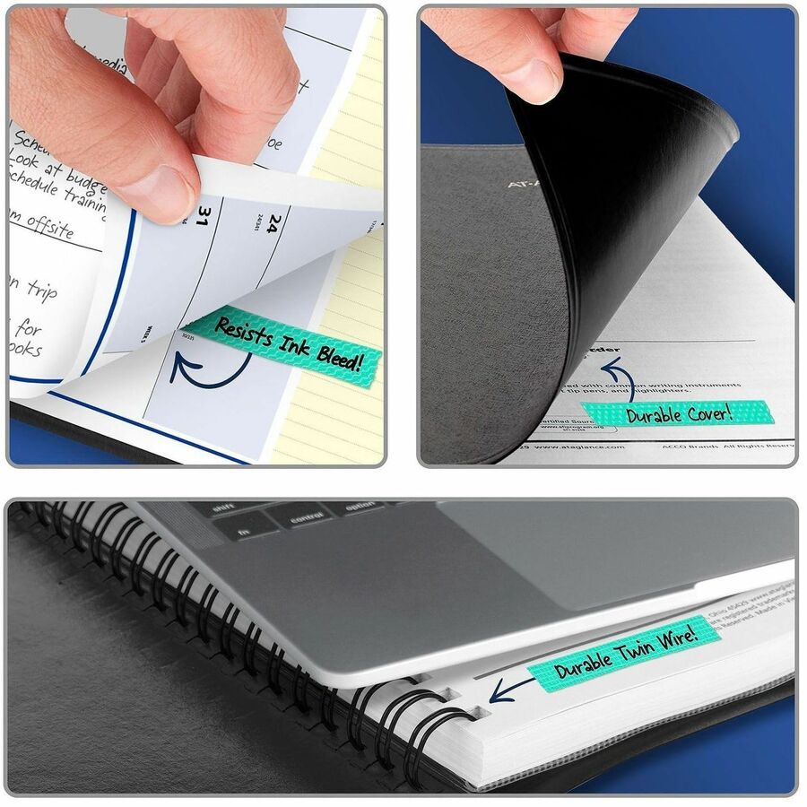 At-A-Glance QuickNotes Planner, Medium, Monthly, 12 Months (Jan-Dec 2026), 7" x 8 3/4", Wire Bound, Black Simulated Leather Cover, Tabbed, Bleed Resistant Paper, Storage Pocket, 1 Each
