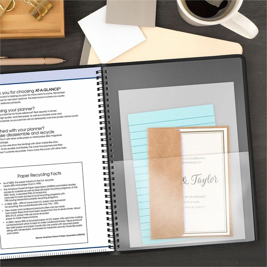 At-A-Glance QuickNotes Appointment Book Planner, Large, Weekly/Monthly, January-December 2026, 8:00 AM-8:45 PM, Black Simulated Leather Cover, 8 3/4" x 11", 1 Each