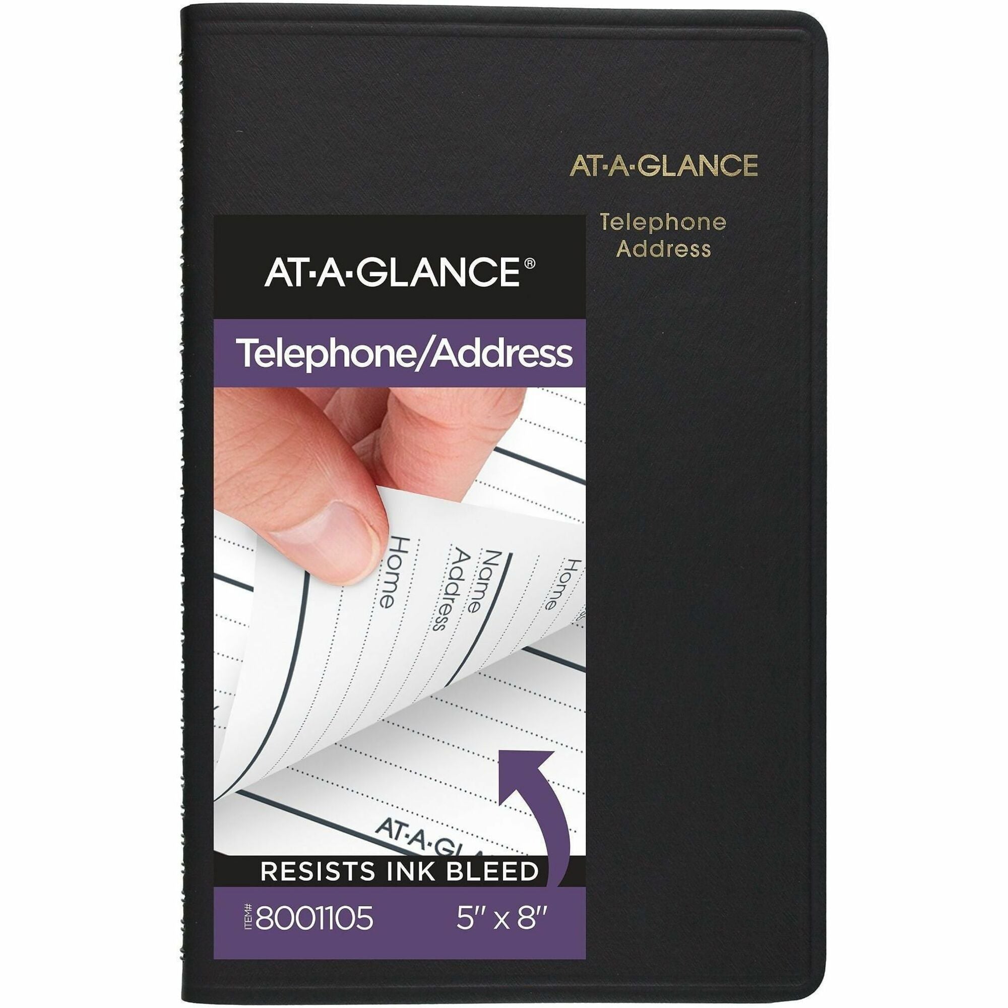 Wire Bound - 5" Sheet Size - Black - Simulated Leather - 1 Each