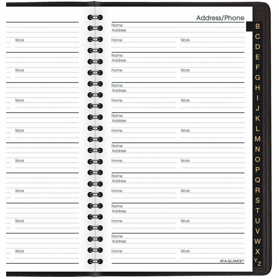 Wire Bound - 5" Sheet Size - Black - Simulated Leather - 1 Each