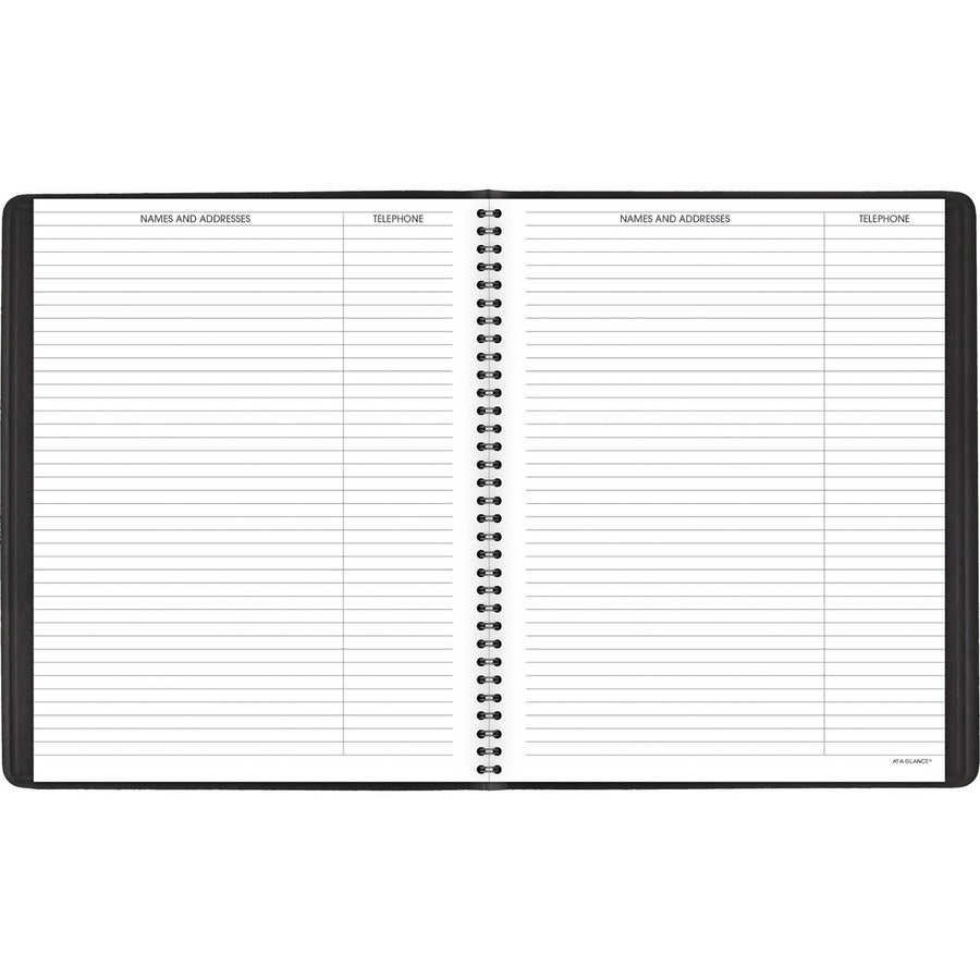 Julian Dates - Daily - 1 Year - January to December - 7:00 AM to 8:45 PM - Quarter-hourly - 1 Day Single Page Layout - 8 1/2" x 11" Sheet Size - Wire Bound - Black - Simulated Leather - Perforated Corner - 1 Each