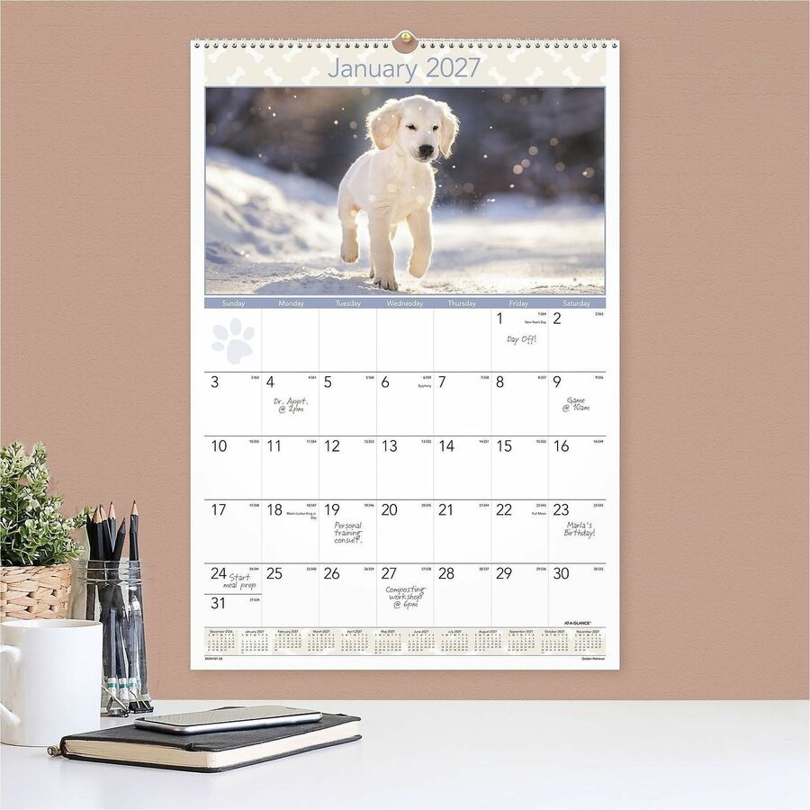 At-A-Glance Puppies Wall Calendar