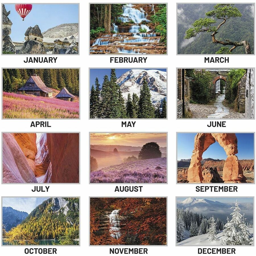 At-A-Glance Scenic Wall Calendar, Medium, Monthly, 12" x 17", Wire Bound, White, January 2026-December 2026, 1 Each