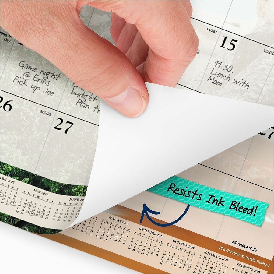 At-A-Glance Scenic Wall Calendar, Medium, Monthly, 12" x 17", Wire Bound, White, January 2026-December 2026, 1 Each