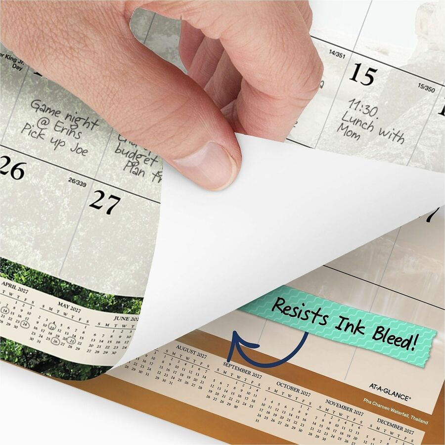 At-A-Glance Scenic Wall Calendar, Large, Monthly, January 2026–December 2026, 15.5" x 22.75", Wire Bound, White, 1 Each
