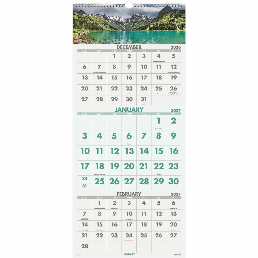 At-A-Glance Scenic 3-Month Wall Calendar